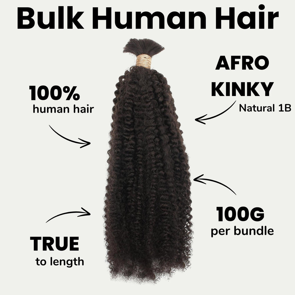 Afro Kinky Bulk 100% Human Braiding Hair