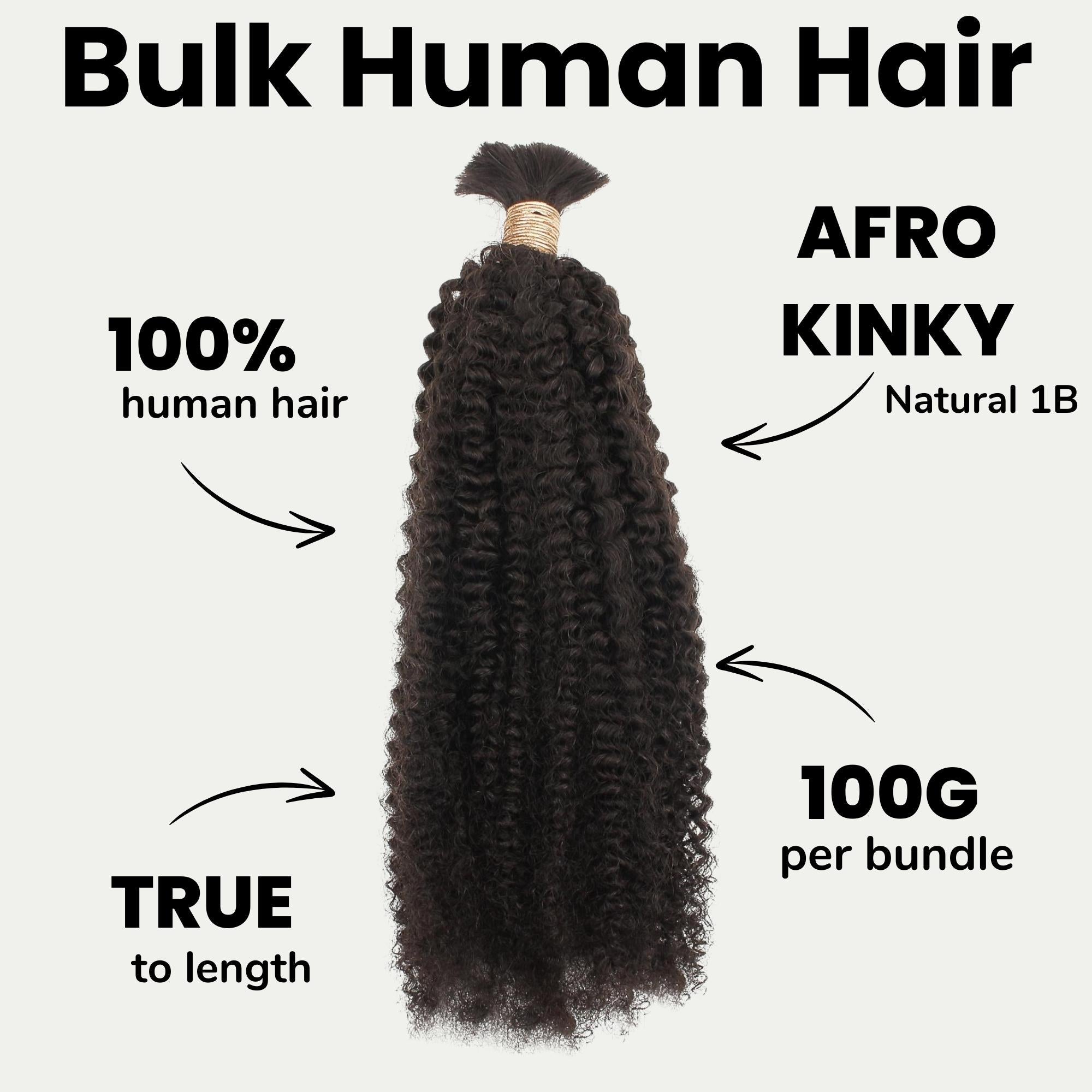 Afro Kinky Bulk 100% Human Braiding Hair