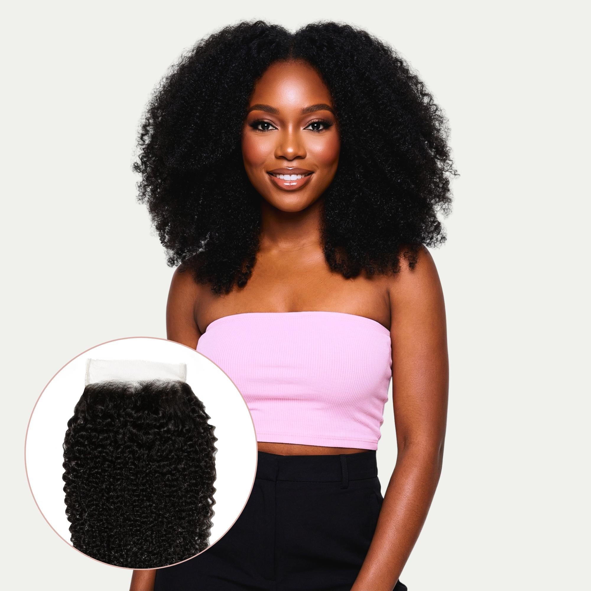 Afro Kinky Curly 4x4 Transparent Lace Human Hair Closure