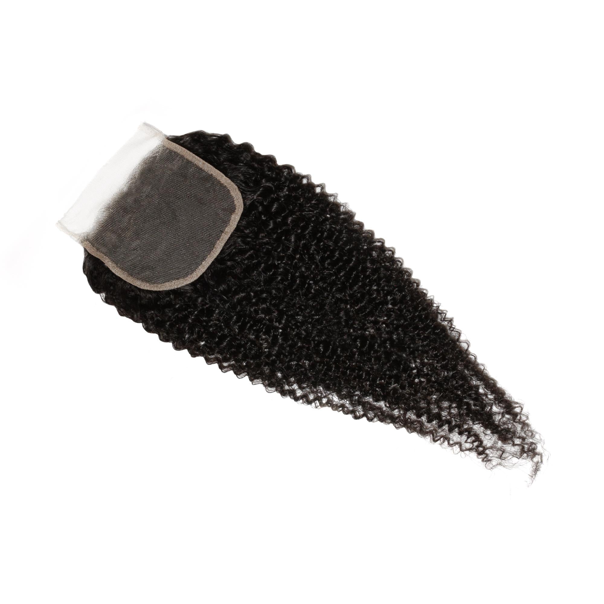 Afro Kinky Curly 4x4 Transparent Lace Human Hair Closure