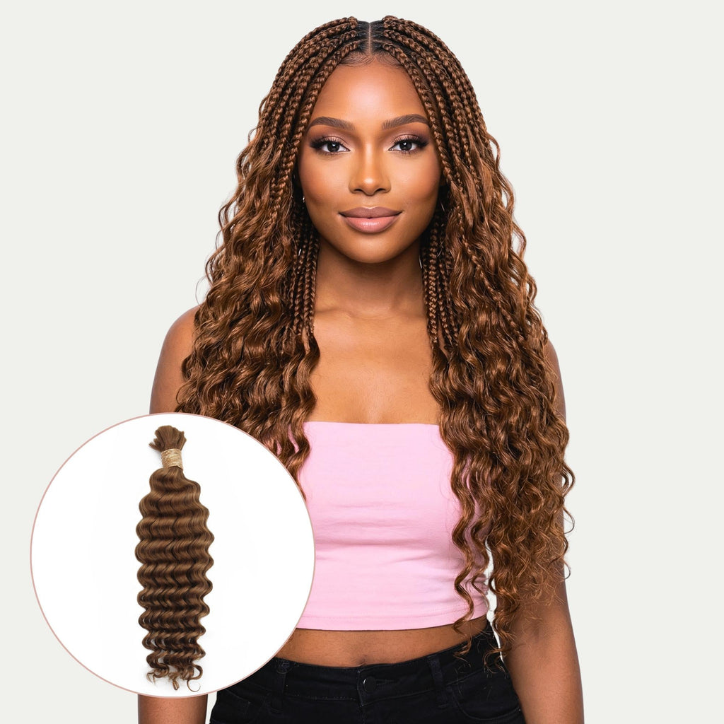 Auburn Deep Wave Bulk 100% Human Braiding Hair