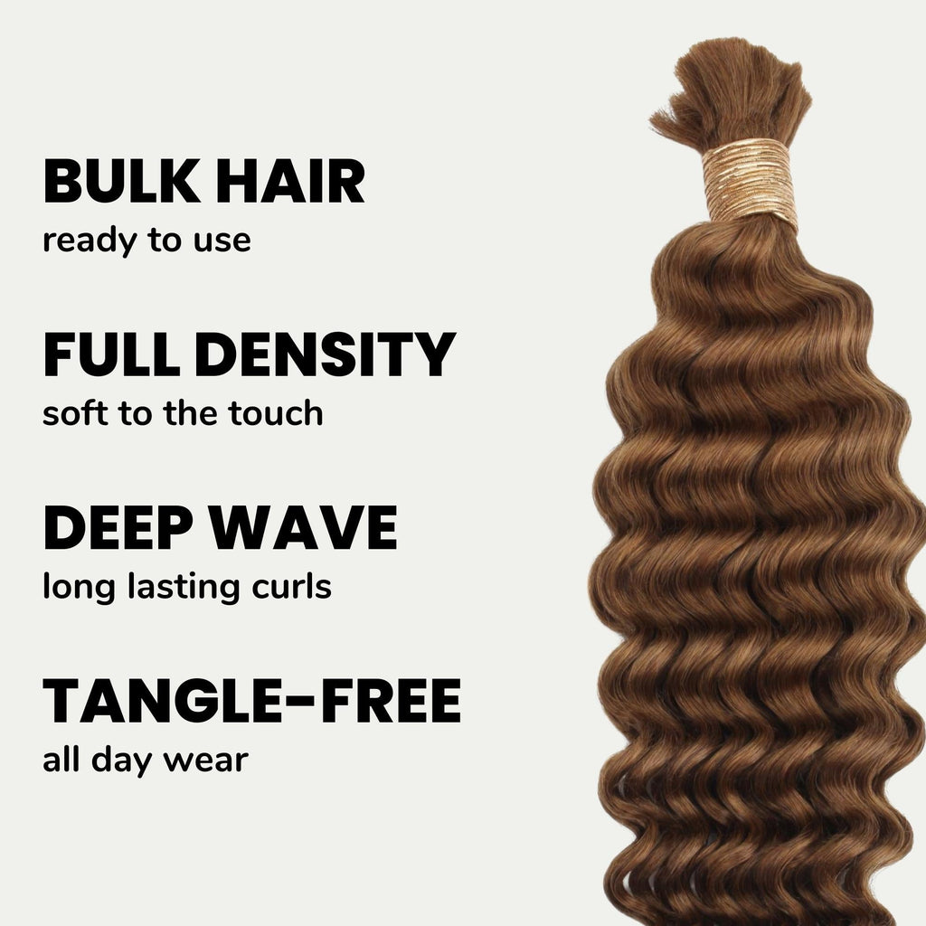 Auburn Deep Wave Bulk 100% Human Braiding Hair