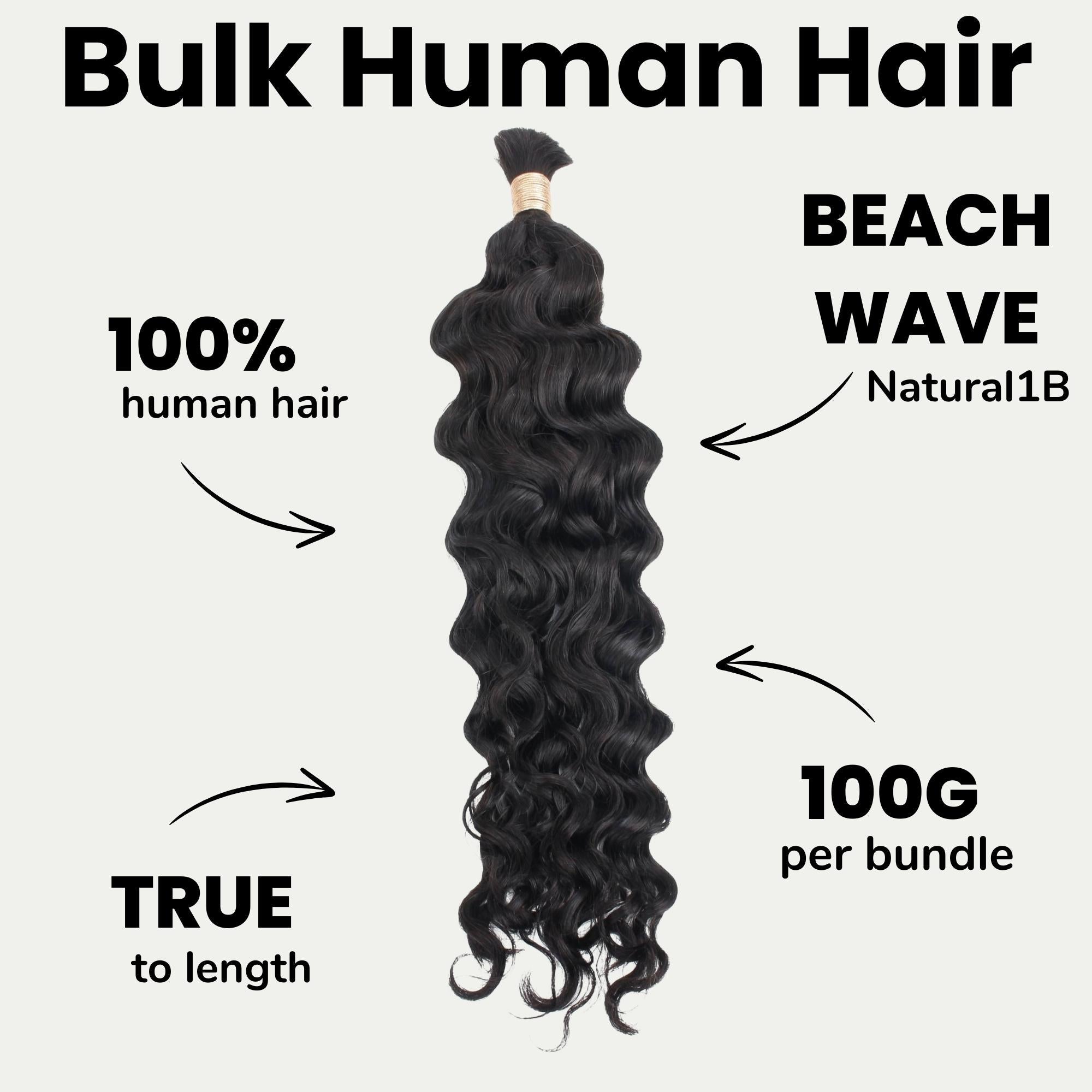 Beach Wave Bulk 100% Human Braiding Hair
