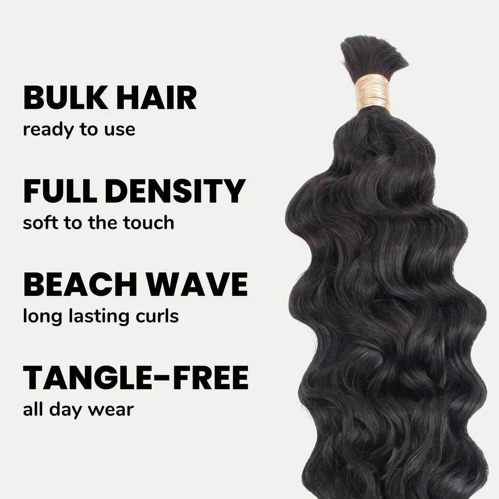 Beach Wave Bulk 100% Human Braiding Hair