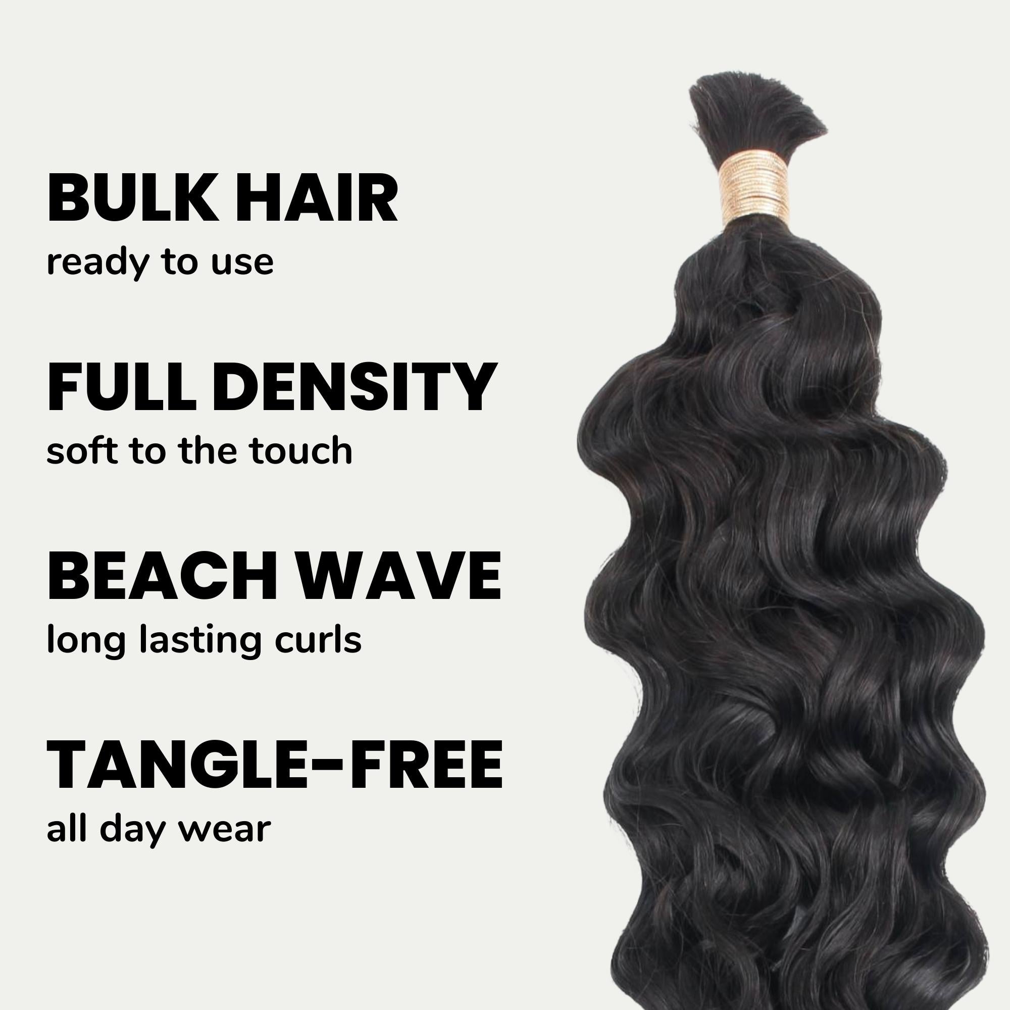 Beach Wave Bulk 100% Human Braiding Hair
