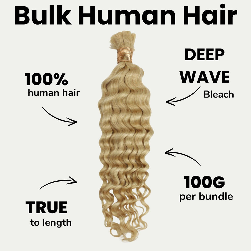 Blonde Deep Wave Bulk 100% Human Braiding Hair
