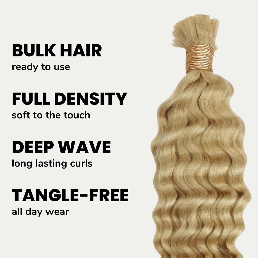 Blonde Deep Wave Bulk 100% Human Braiding Hair