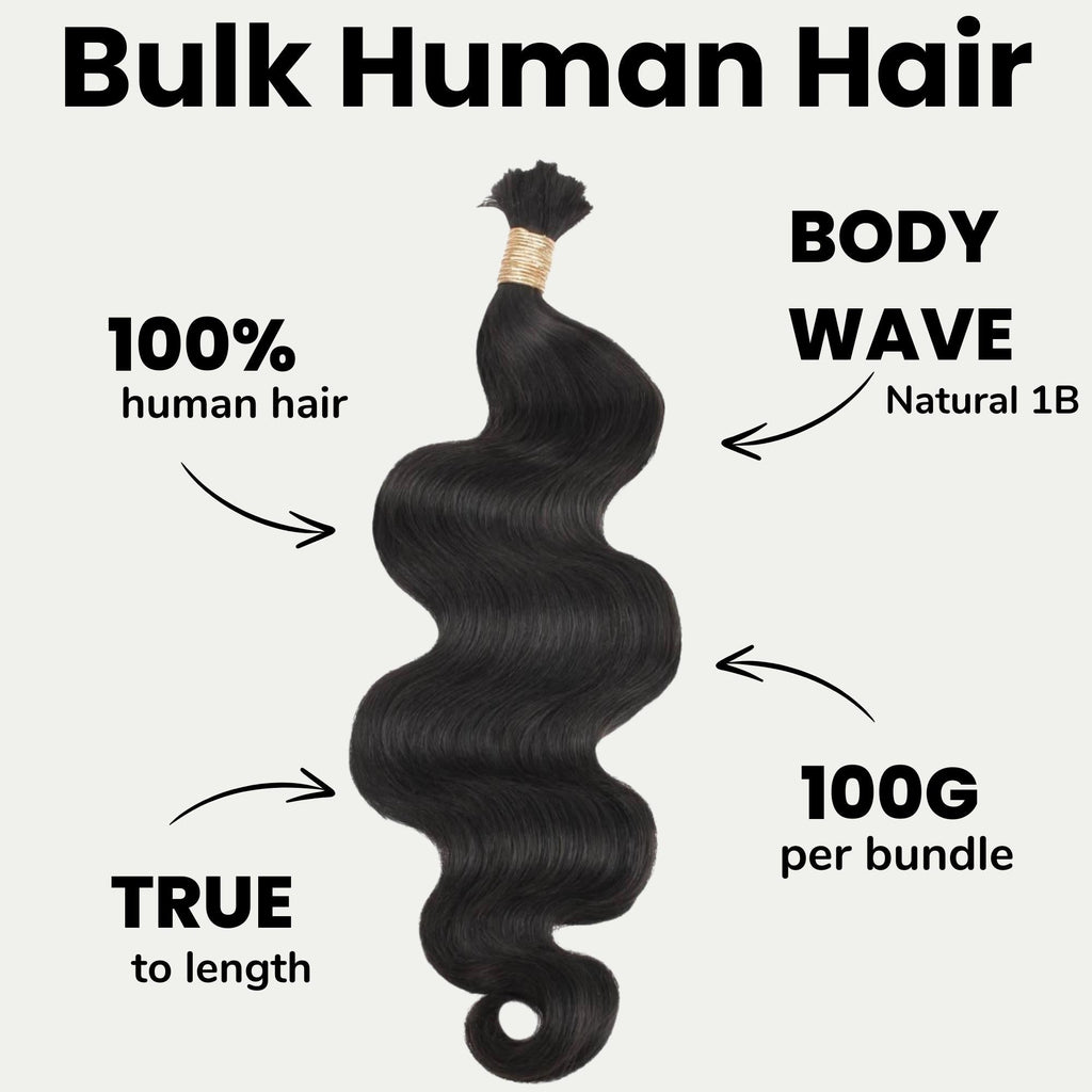 Body Wave  Bulk 100% Human Braiding Hair