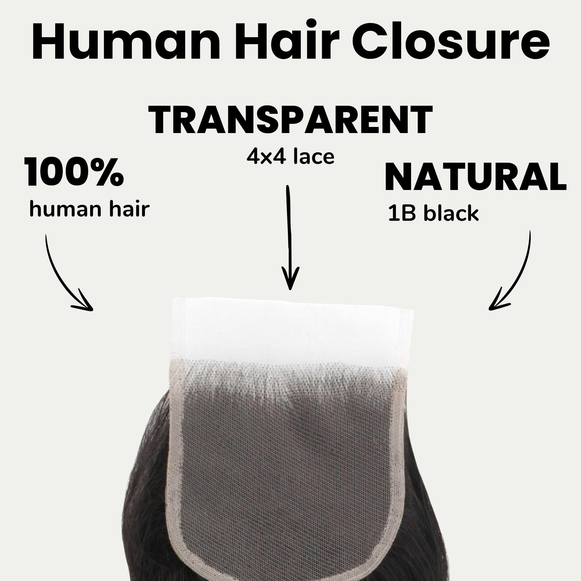 Brazilian Body Wave 4x4 Transparent Lace Human Hair Closure