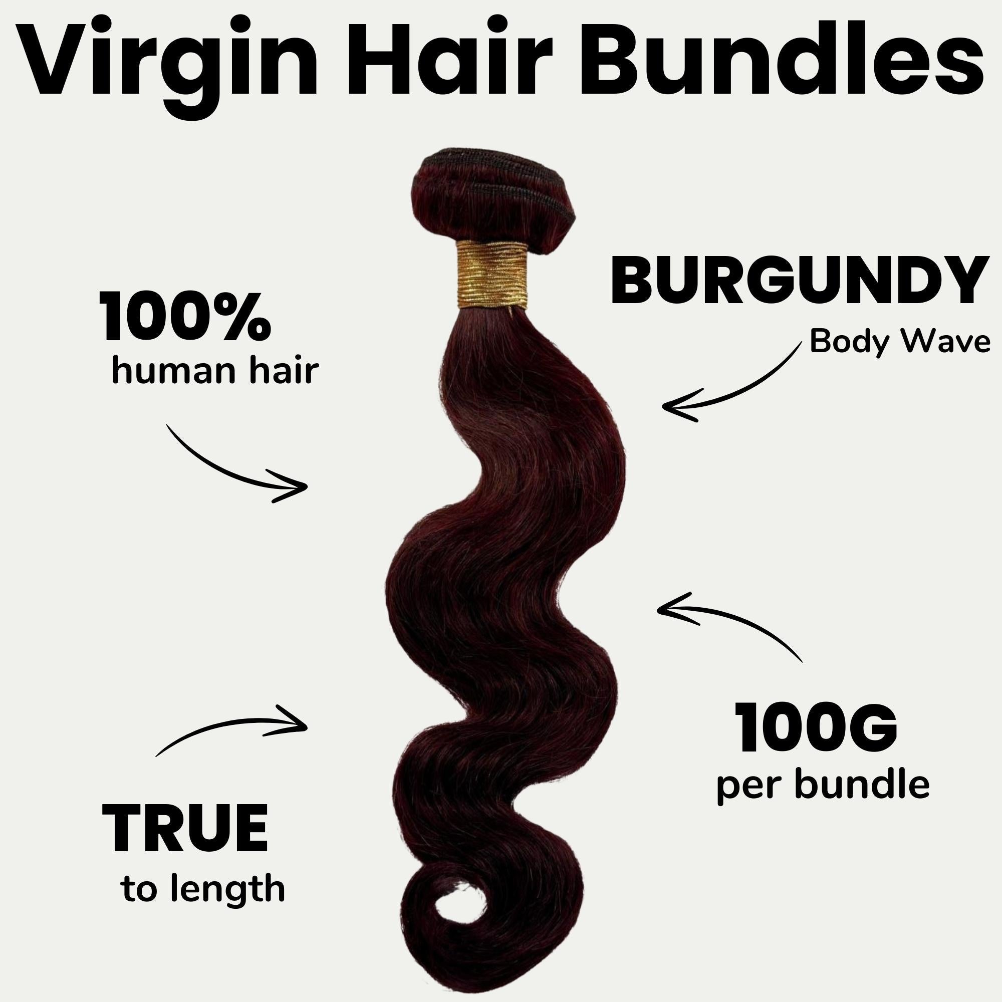 Burgundy Body Wave 100% Human Hair Bundles