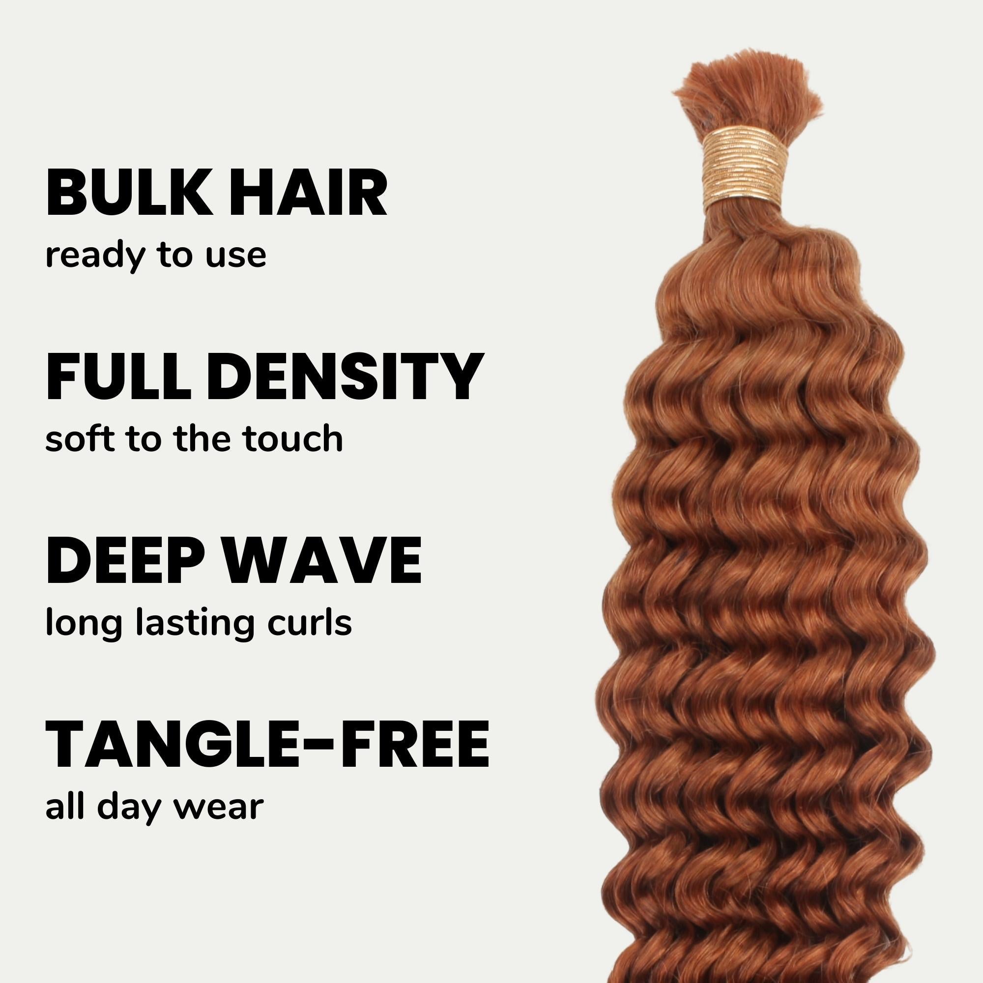 Copper Deep Wave Color 350 Bulk 100% Human Braiding Hair