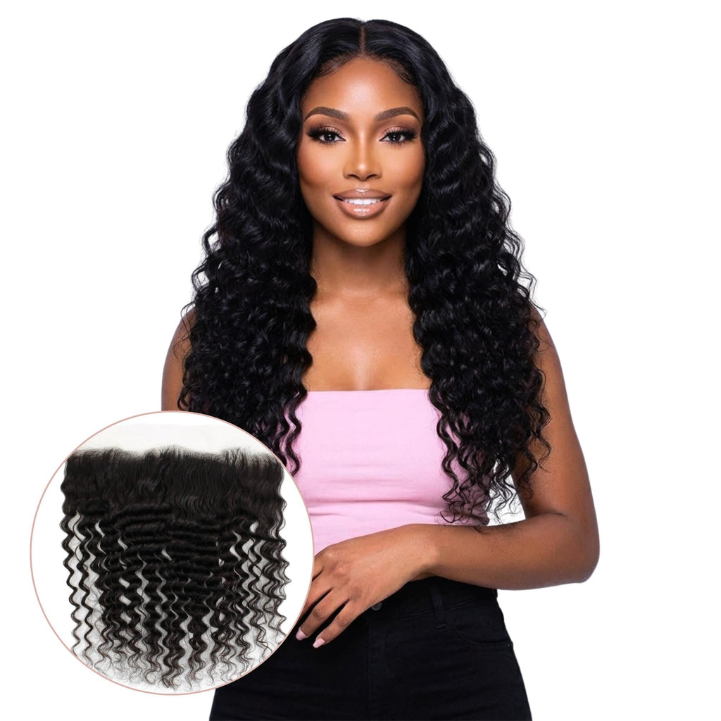 Deep Wave 13x4 Transparent Lace Human Hair Frontal