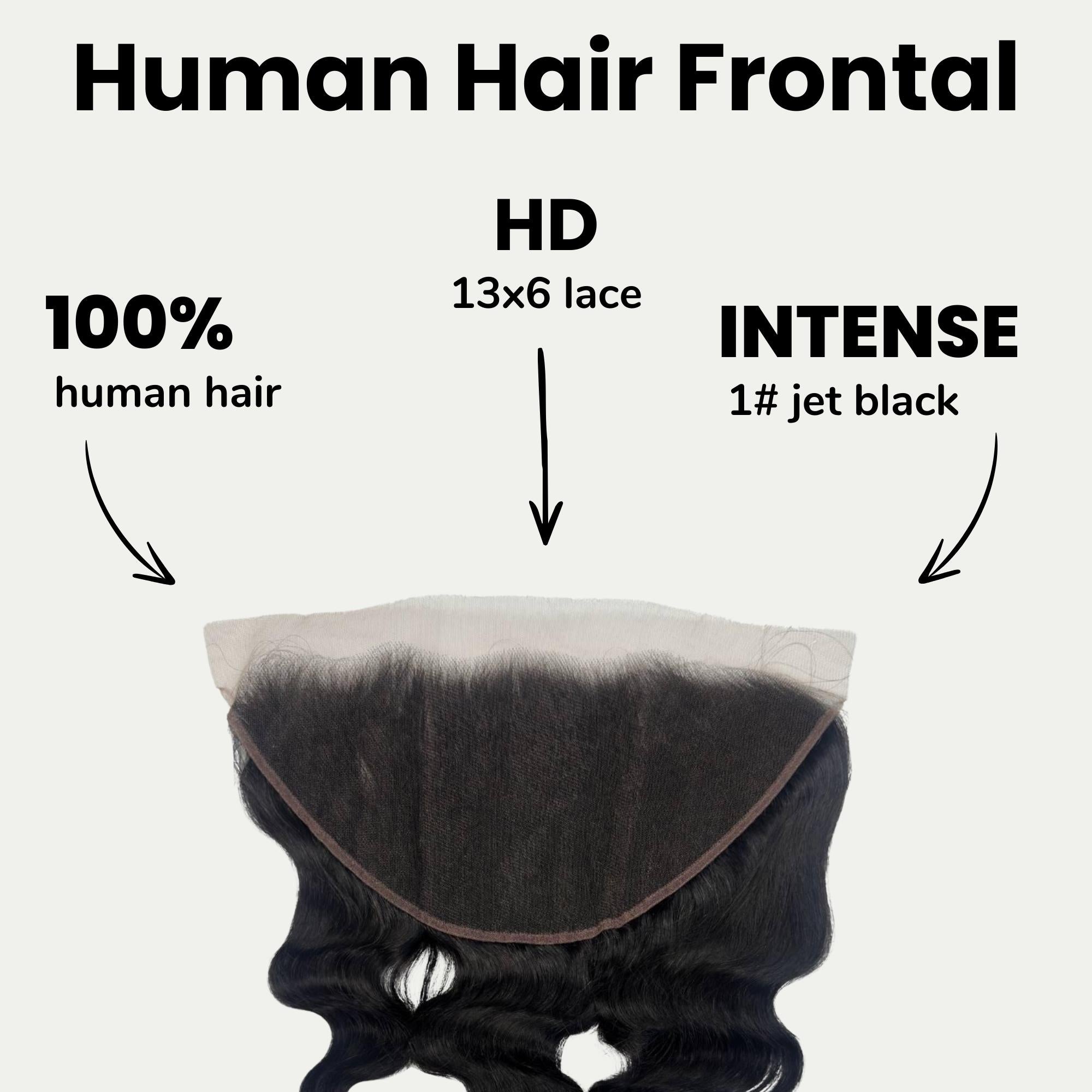 Jet Black Body Wave 13x6 HD Lace Human Hair Frontal