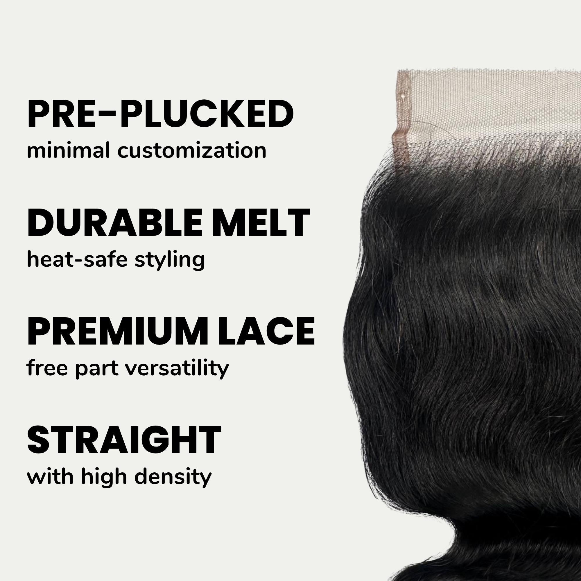 Jet Black Body Wave 4x4 HD Lace Human Hair Closure