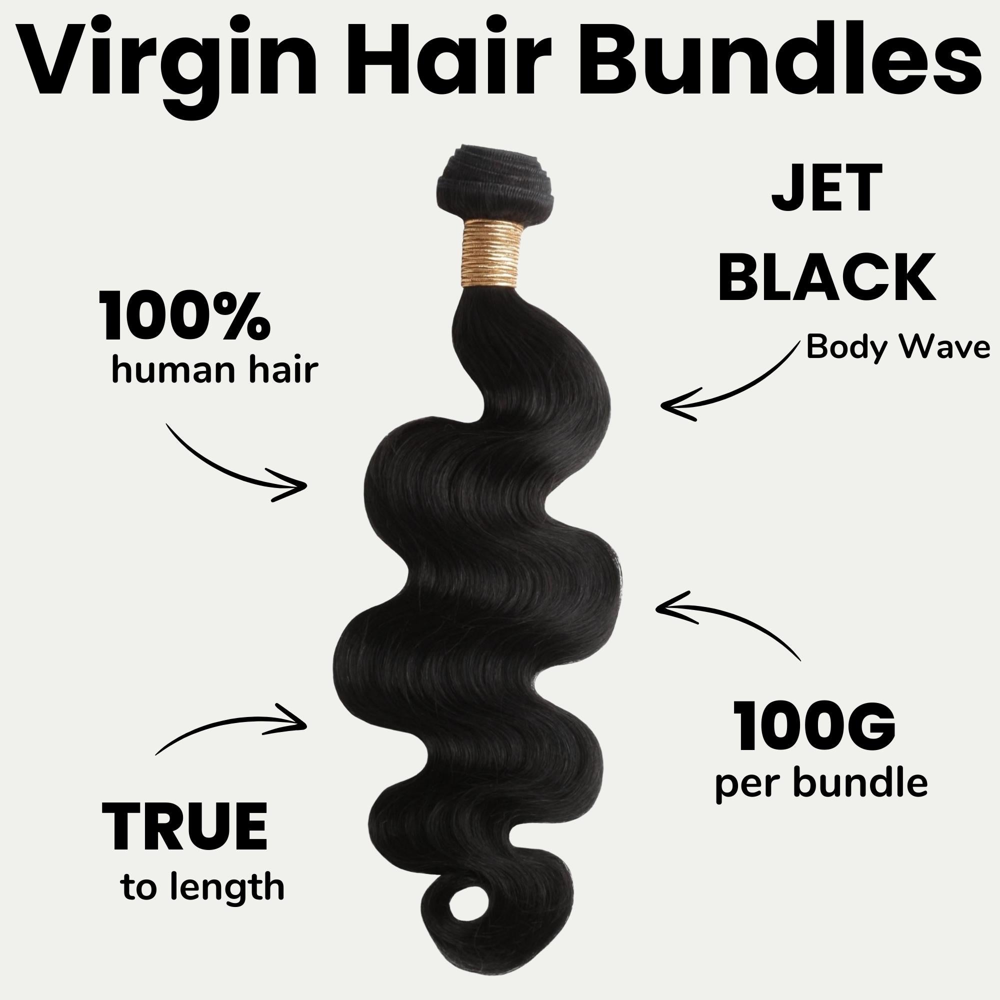 Jet Black Body Wave 100% Human Hair Bundles