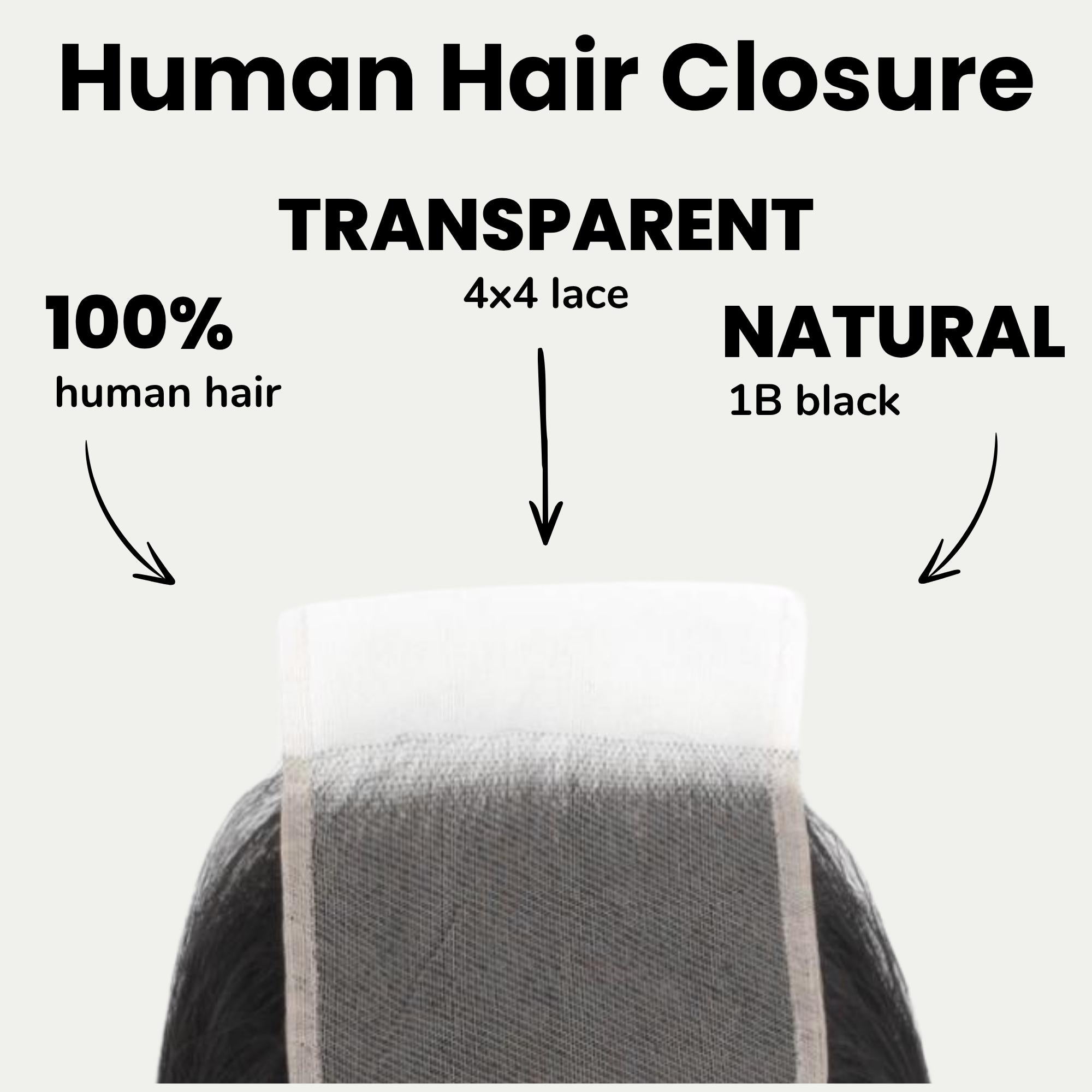 Kinky Curly 4x4 Transparent Lace Human Hair Closure