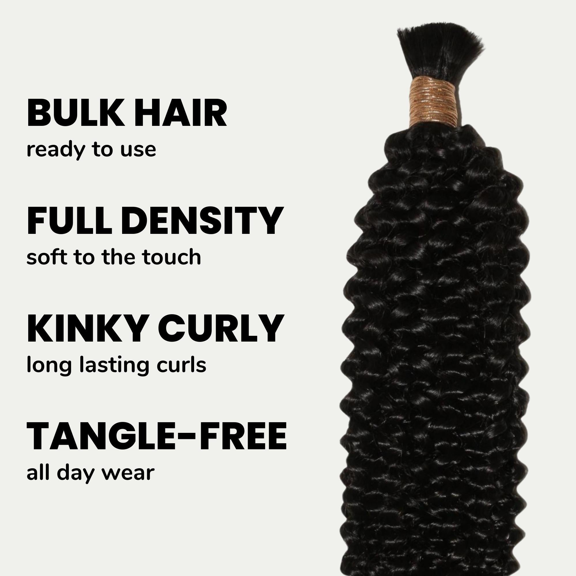 Kinky Curly Bulk 100% Human Braiding Hair