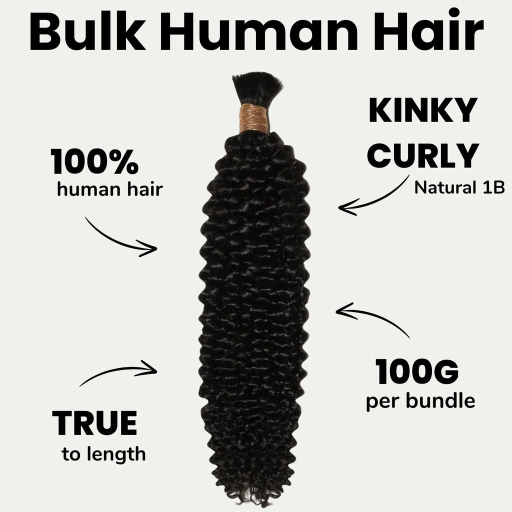 Kinky Curly Bulk 100% Human Braiding Hair