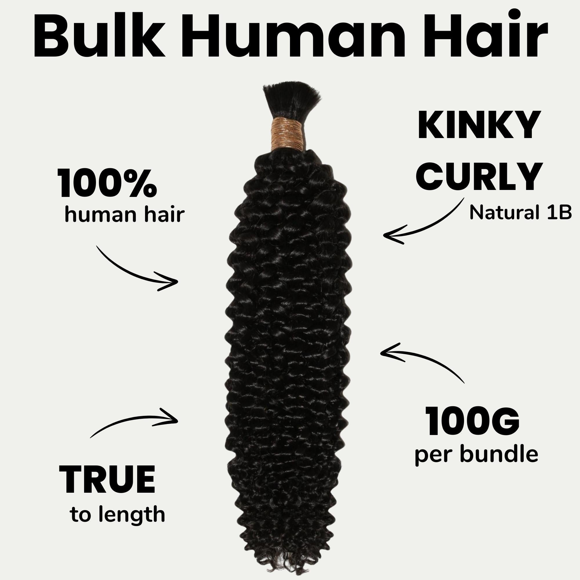 Kinky Curly Bulk 100% Human Braiding Hair