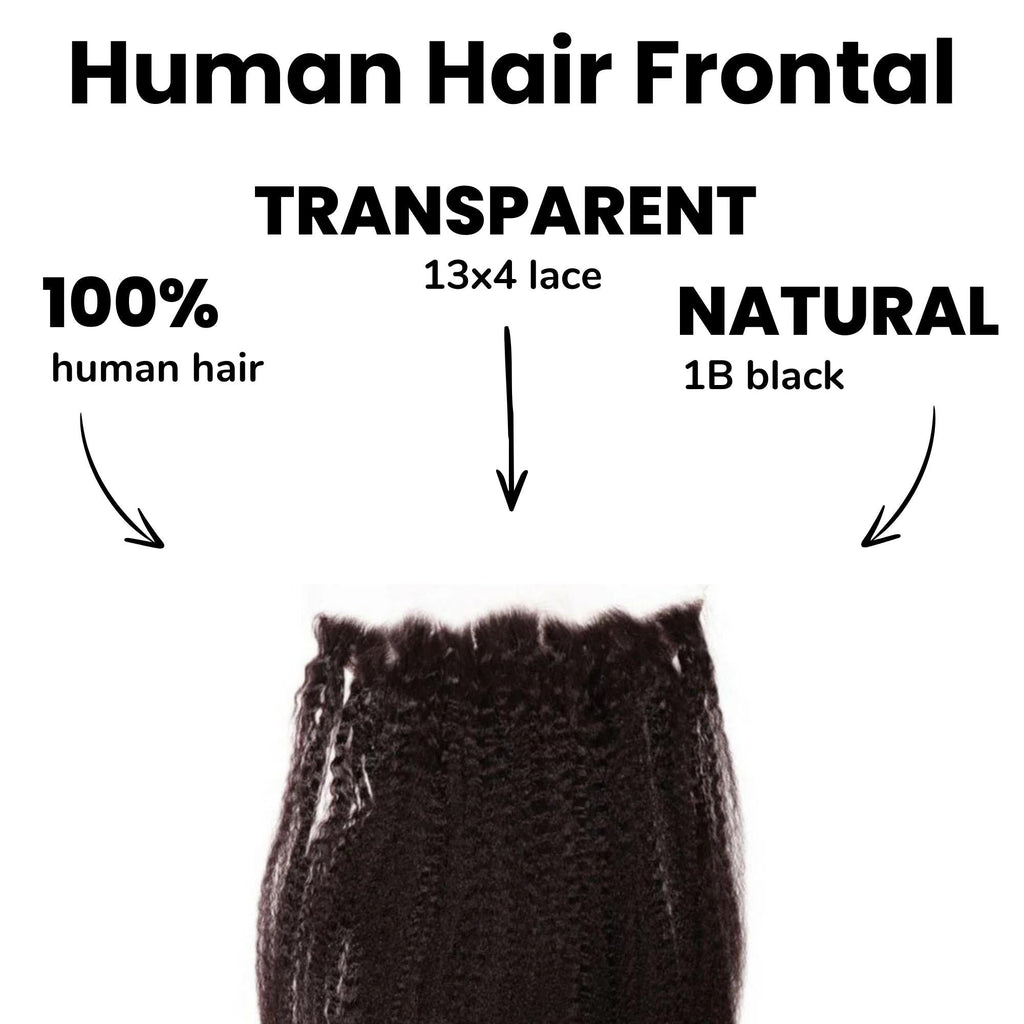Kinky Straight 13x4 Transparent Lace Human Hair Frontal