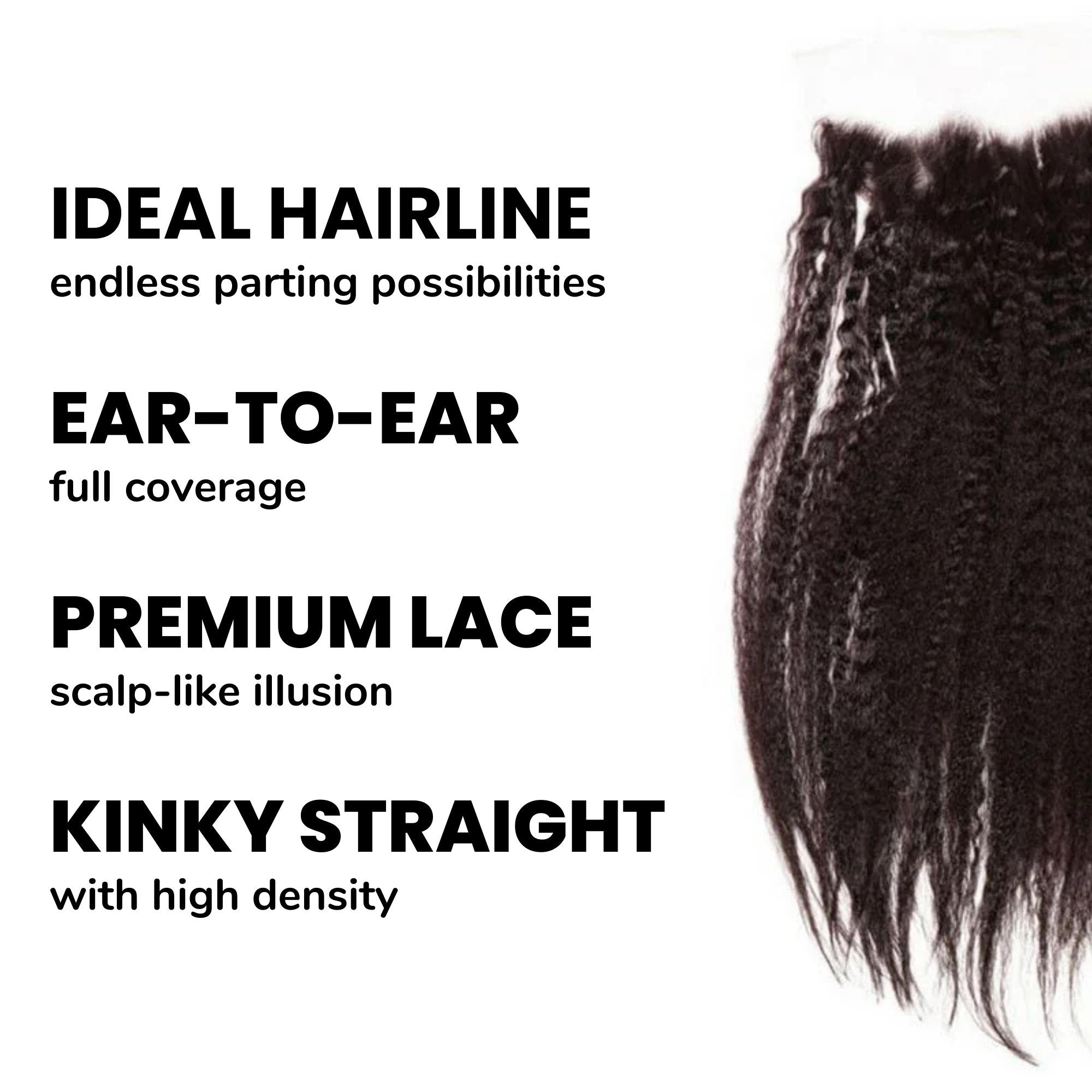 Kinky Straight 13x4 Transparent Lace Human Hair Frontal