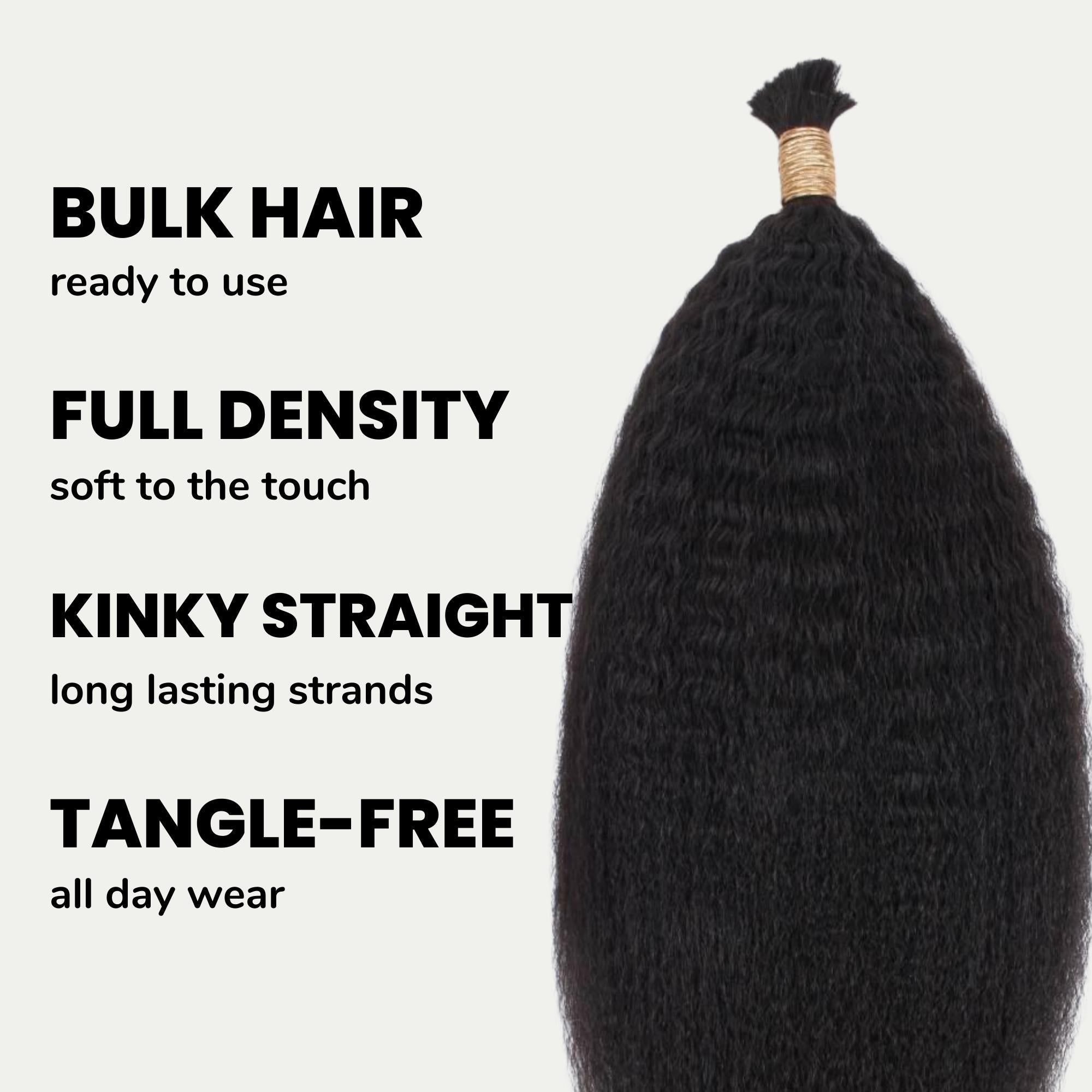 Kinky Straight Bulk 100% Human Braiding Hair