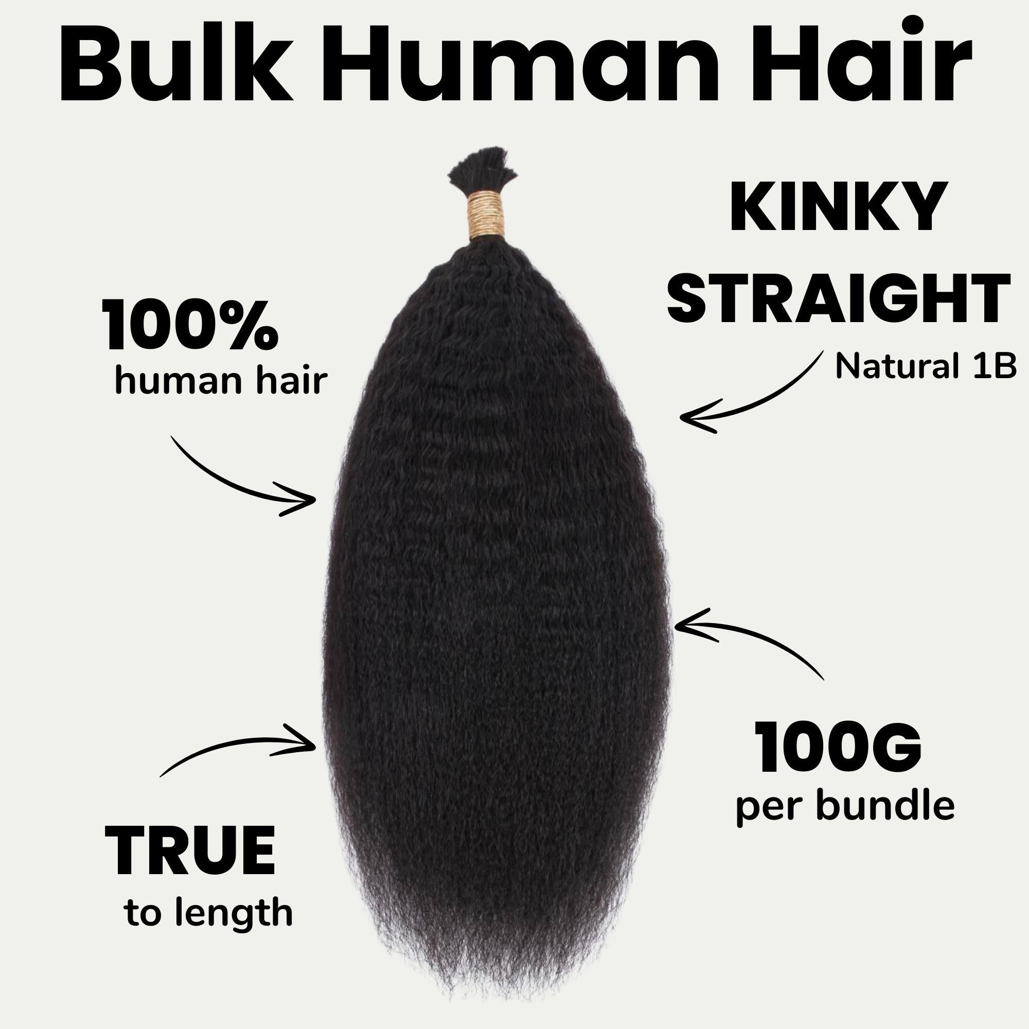 Kinky Straight Bulk 100% Human Braiding Hair