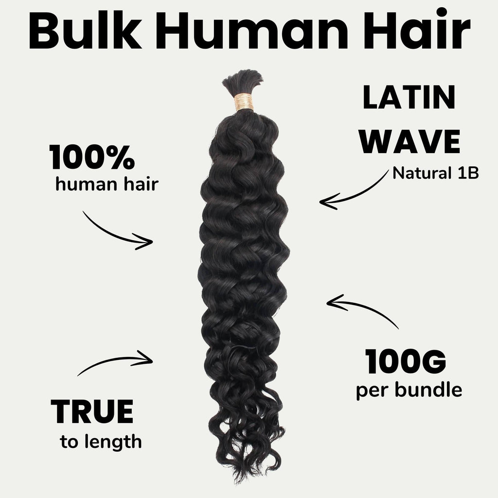 Latin Wave Bulk 100% Human Braiding Hair