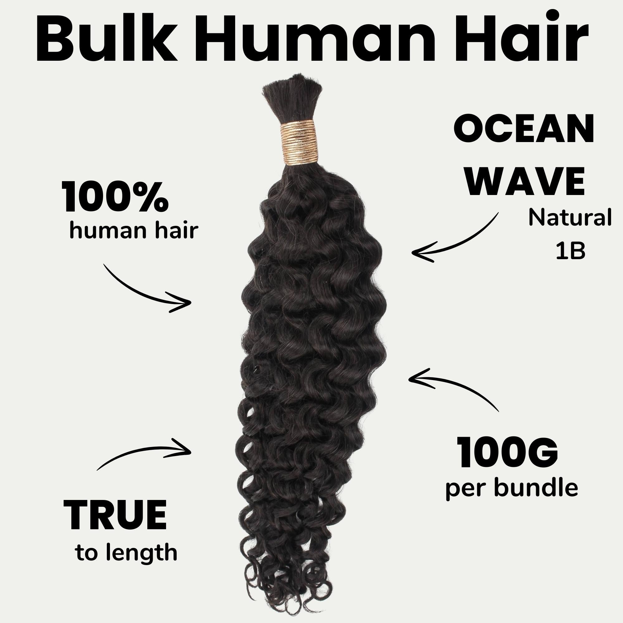 Ocean Wave Bulk 100% Human Braiding Hair