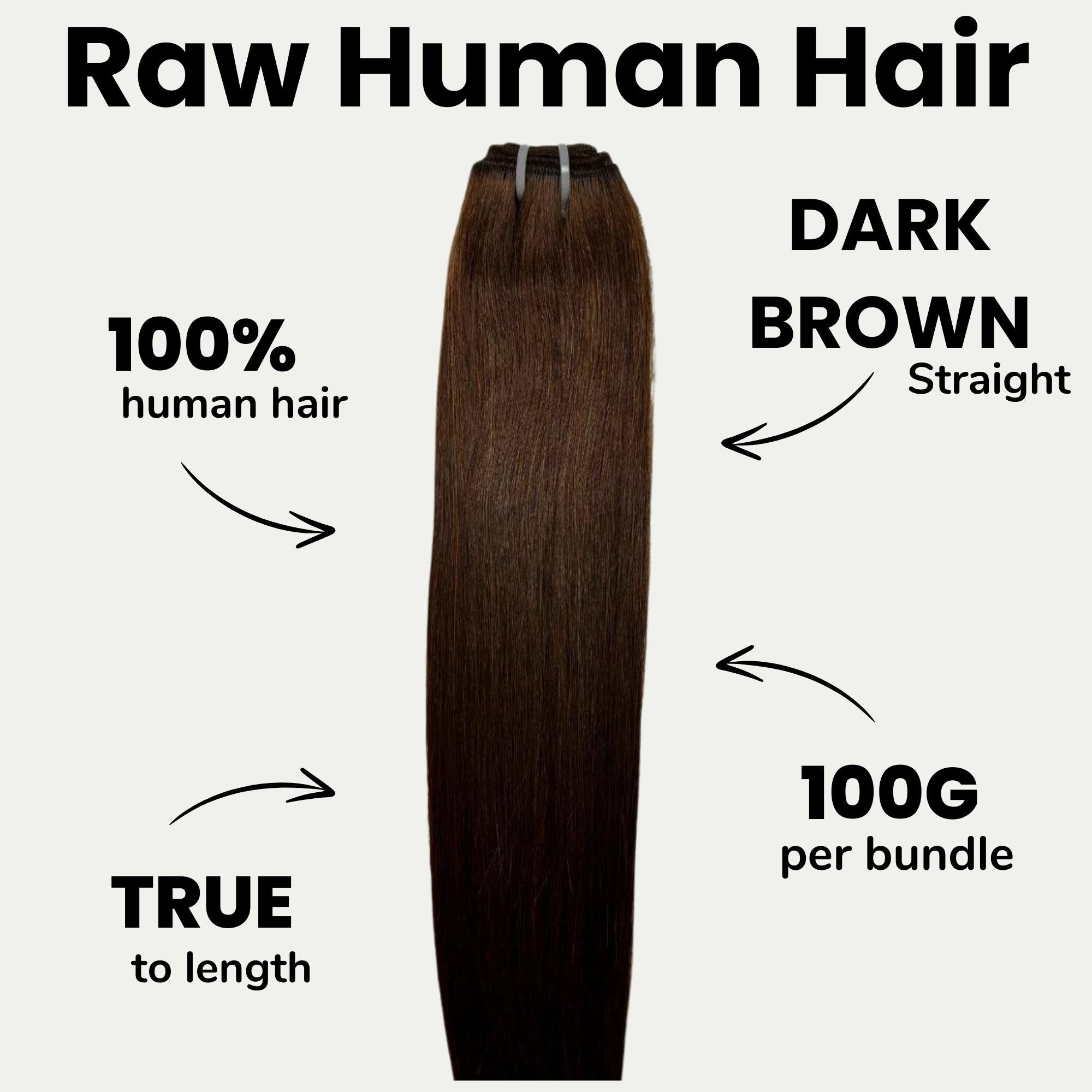 Raw Dark Brown Straight 100% Human Hair Bundles