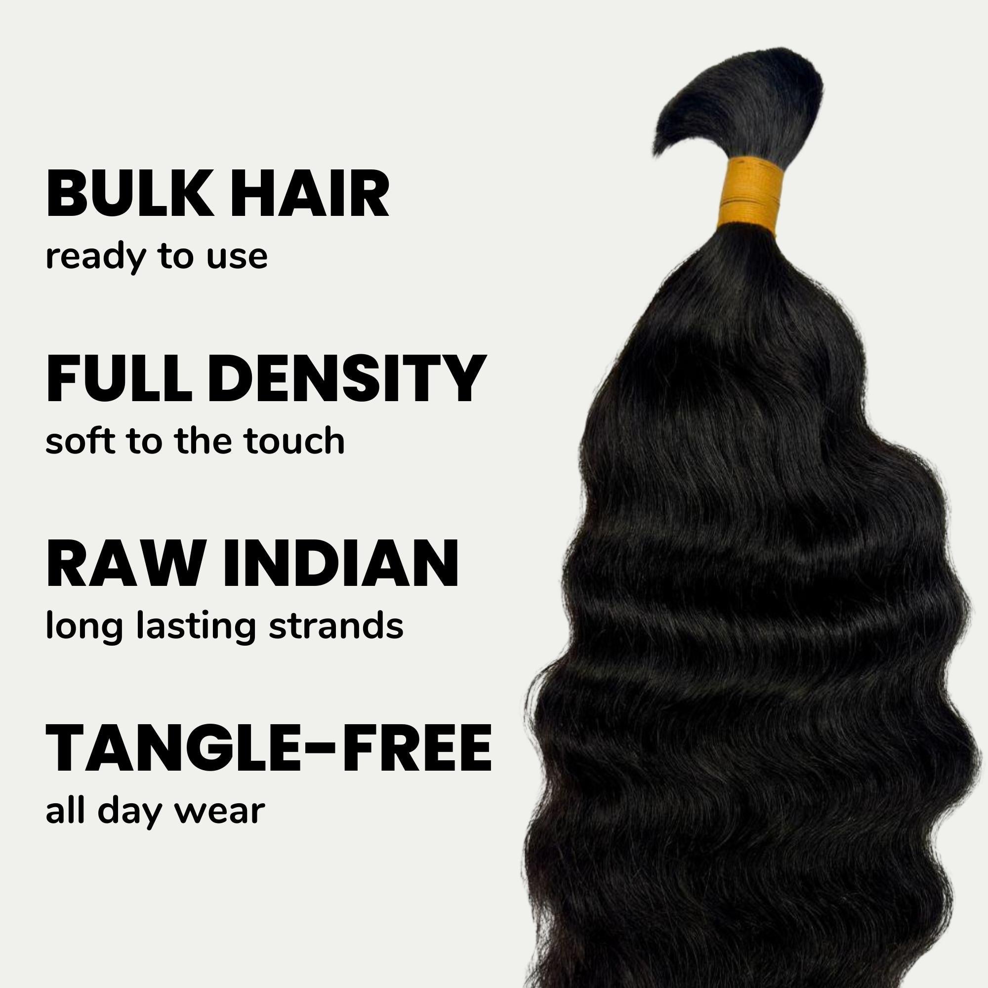 Raw Indian Curly Bulk 100% Human Braiding Hair