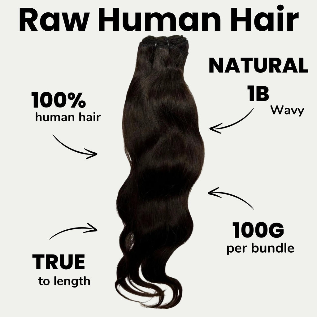 Raw Indian Wavy 100% Human Hair Bundles