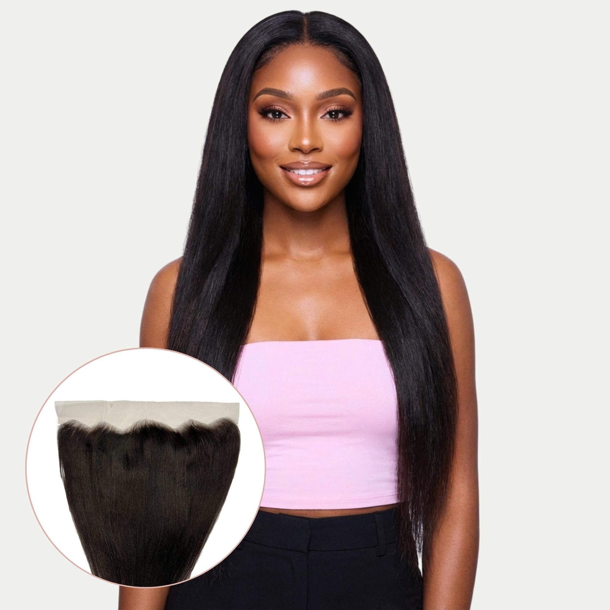 Yaki Straight 13x4 Transparent Lace Human Hair Frontal