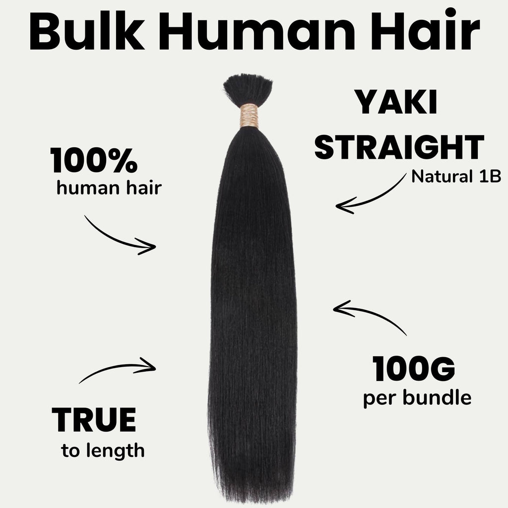 Yaki Straight Bulk 100% Human Braiding Hair