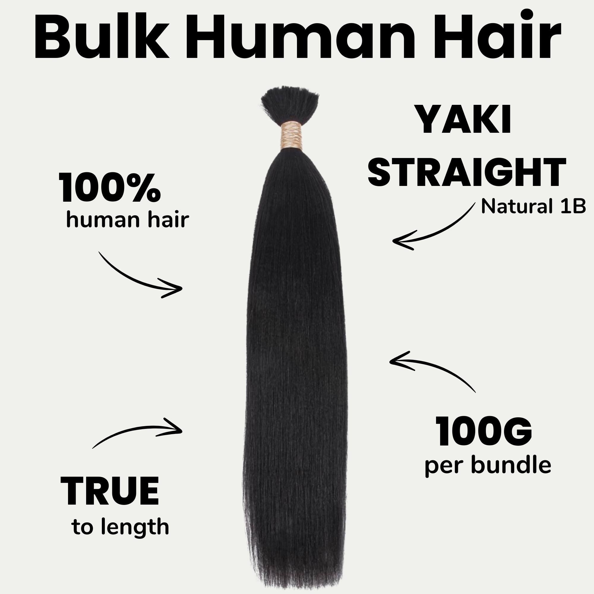 Yaki Straight Bulk 100% Human Braiding Hair